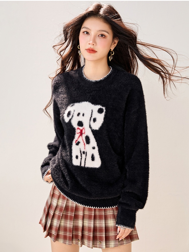 American style loose tops round neck autumn sweater for women