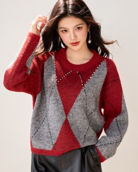 Quilted retro sweater unique niche tops for women