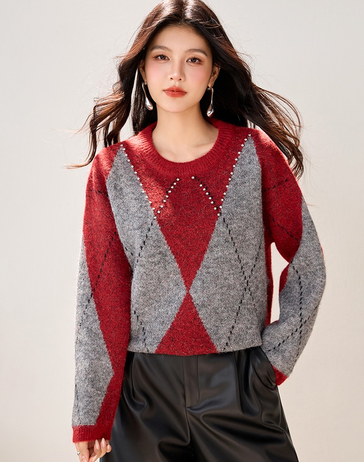 Quilted retro sweater unique niche tops for women