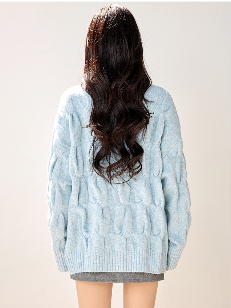 Autumn and winter sweater blue cardigan for women