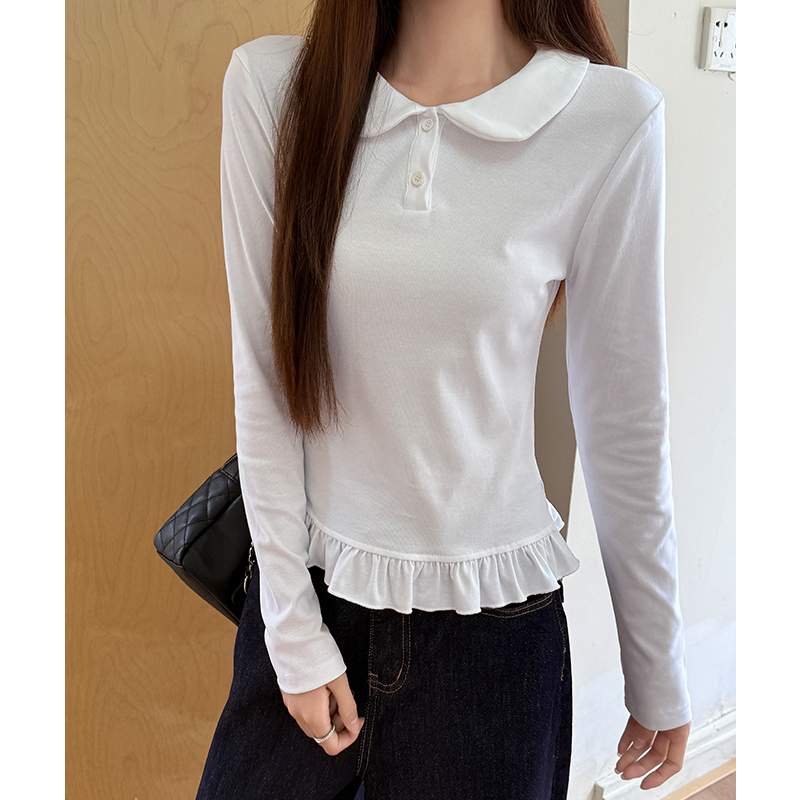 Doll collar sweet autumn playful tops