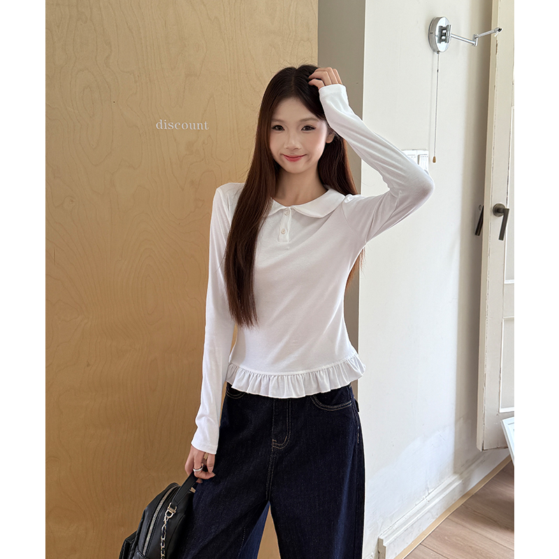 Doll collar sweet autumn playful tops