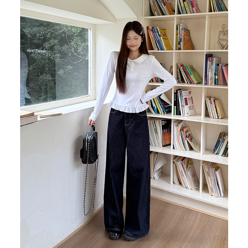 Doll collar sweet autumn playful tops