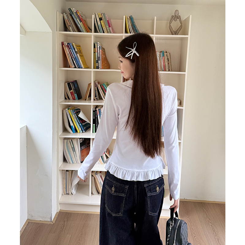 Doll collar sweet autumn playful tops