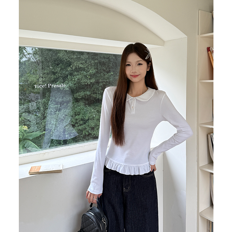 Doll collar sweet autumn playful tops