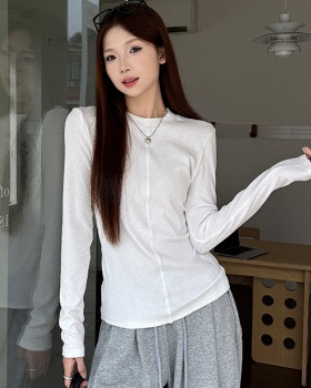 White slim simple tops splice autumn wide leg pants