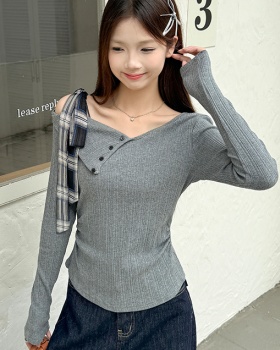 Autumn plaid strapless asymmetry bandage spicegirl tops