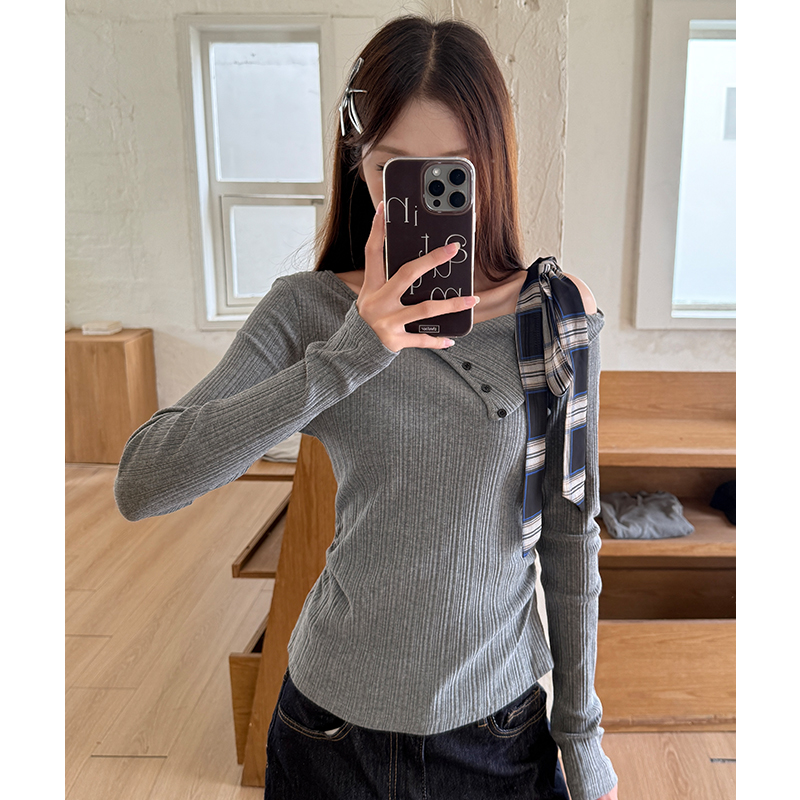 Autumn plaid strapless asymmetry bandage spicegirl tops