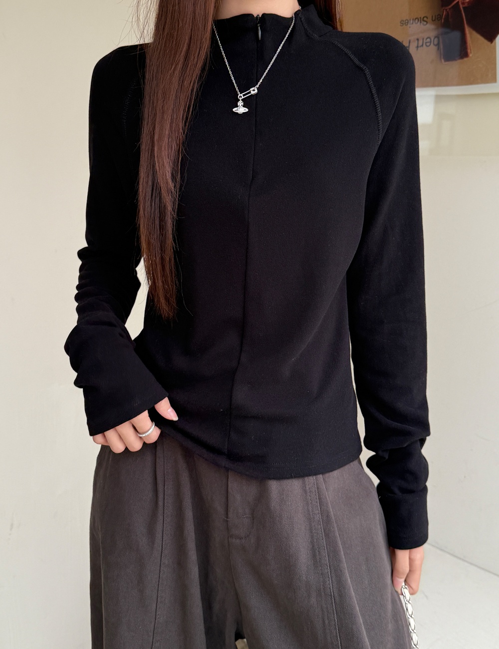 Plus velvet T-shirt half high collar bottoming shirt