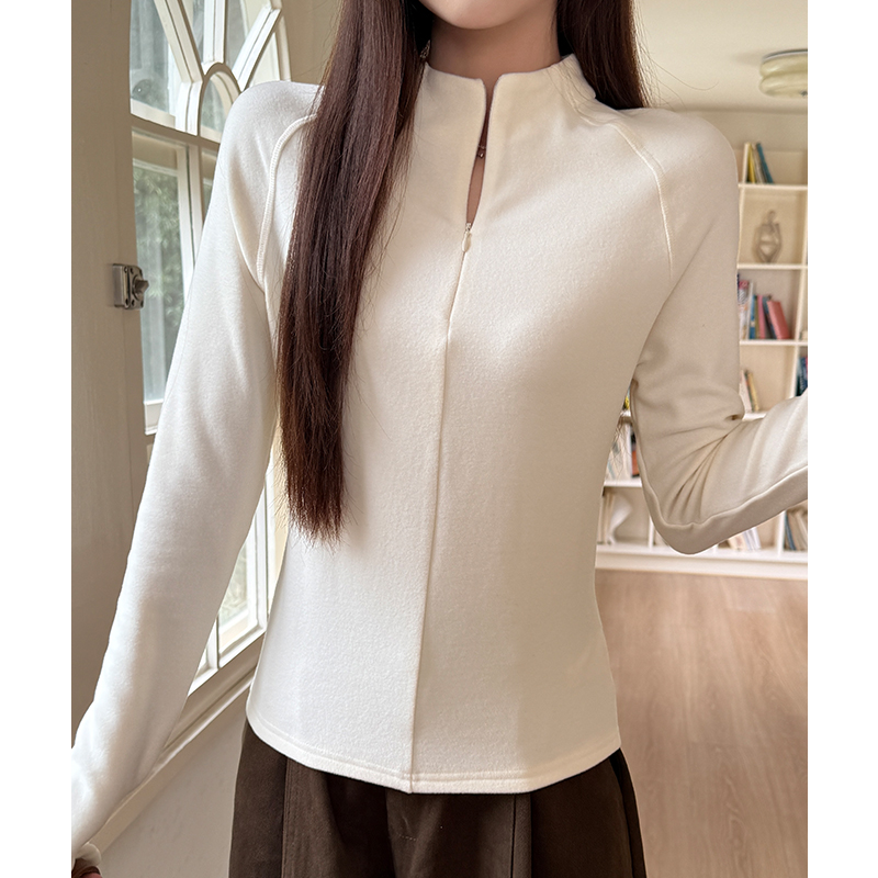 Plus velvet T-shirt half high collar bottoming shirt