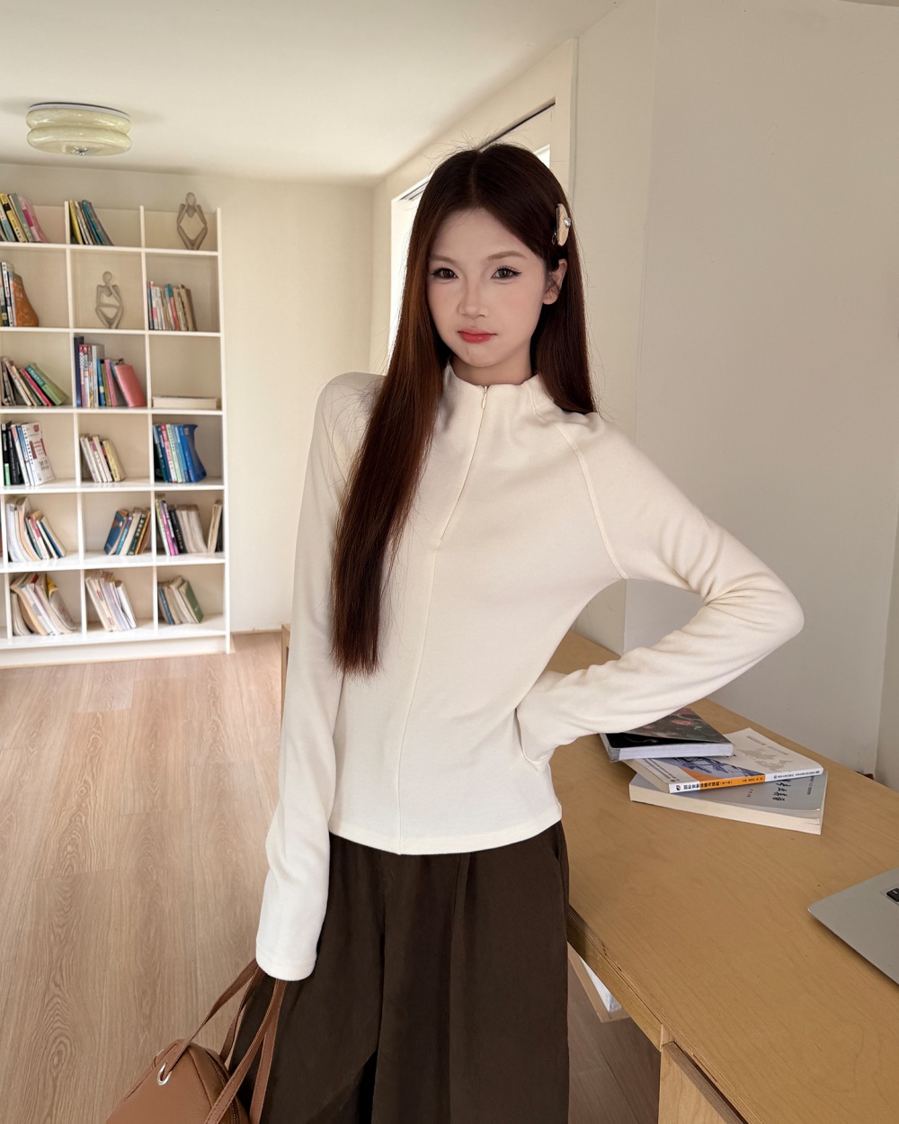 Plus velvet T-shirt half high collar bottoming shirt