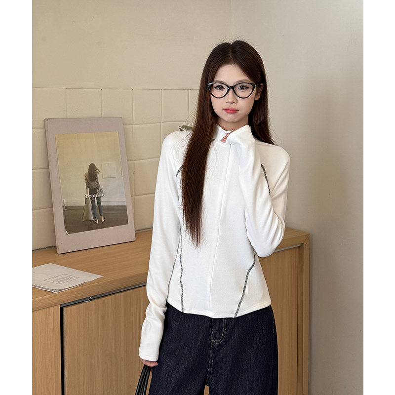 Plus velvet bottoming shirt autumn and winter tops for women