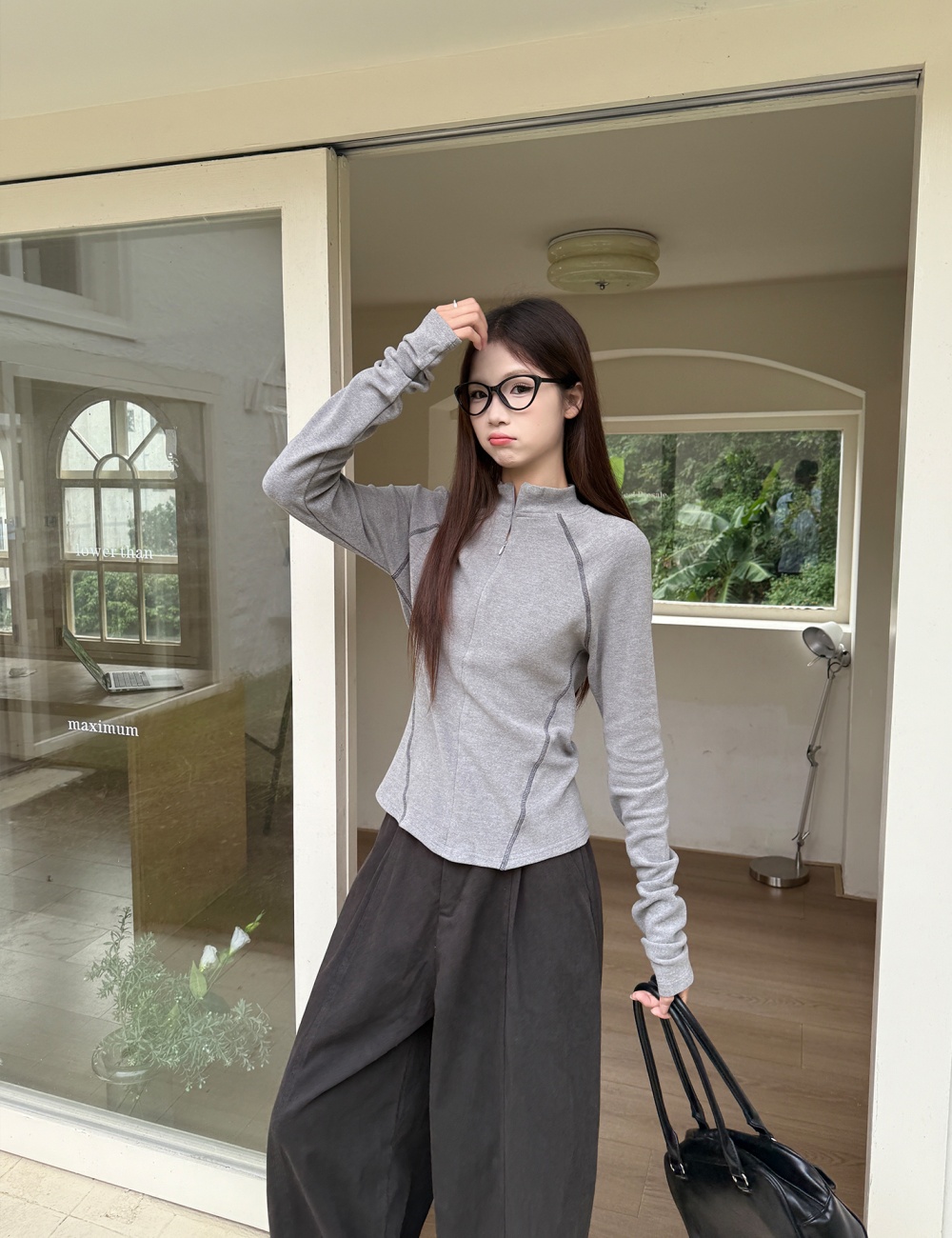 Plus velvet bottoming shirt autumn and winter tops for women