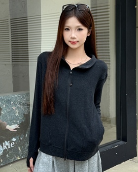 Plus velvet coat half high collar hoodie for women