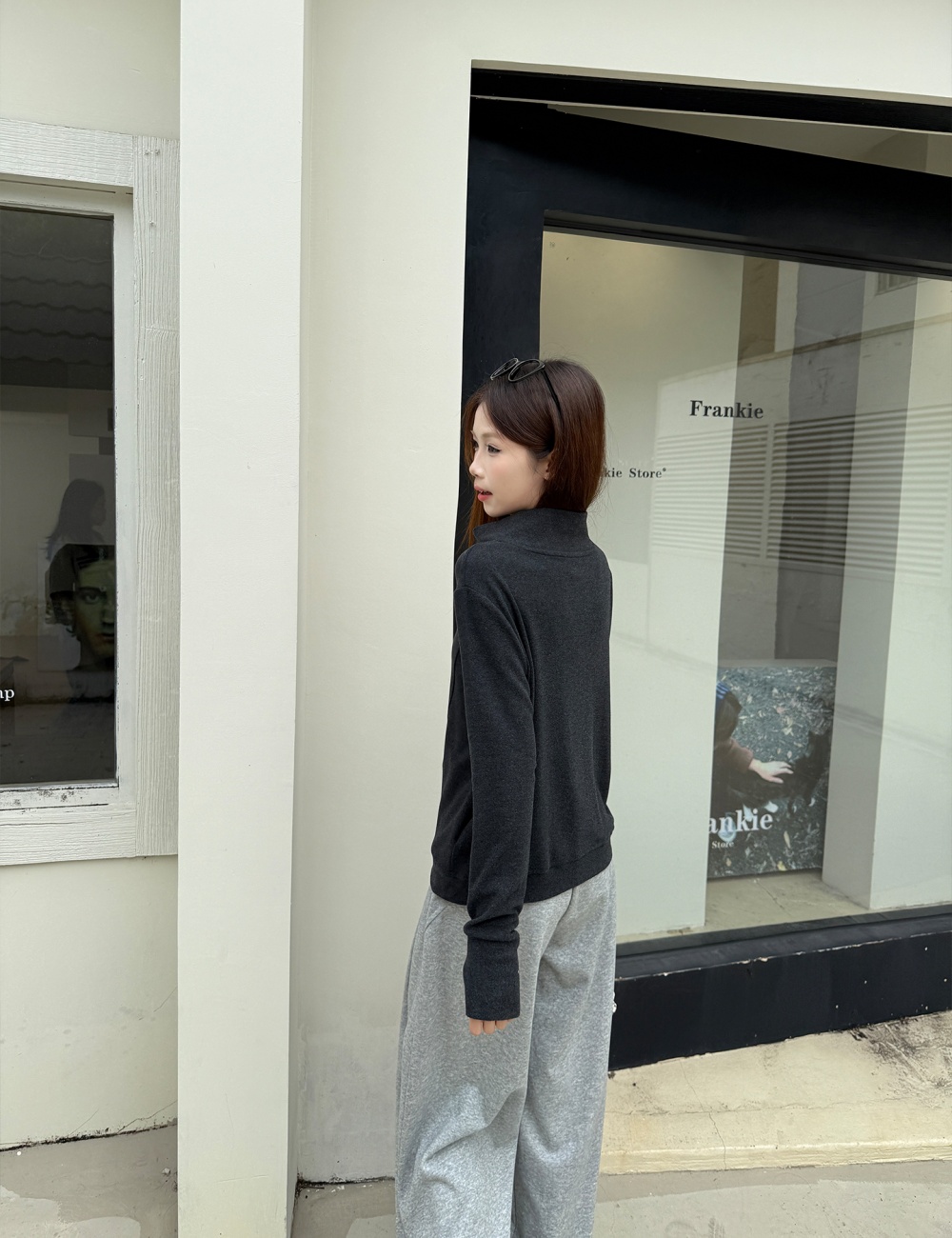 Plus velvet coat half high collar hoodie for women