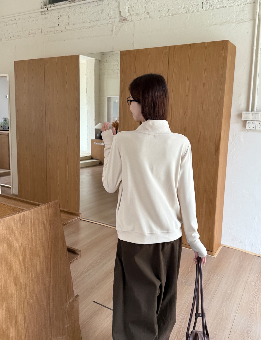 Plus velvet coat half high collar hoodie for women