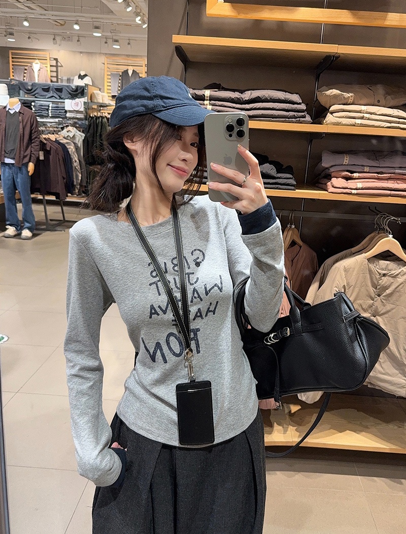 Cashmere T-shirt long sleeve bottoming shirt for women