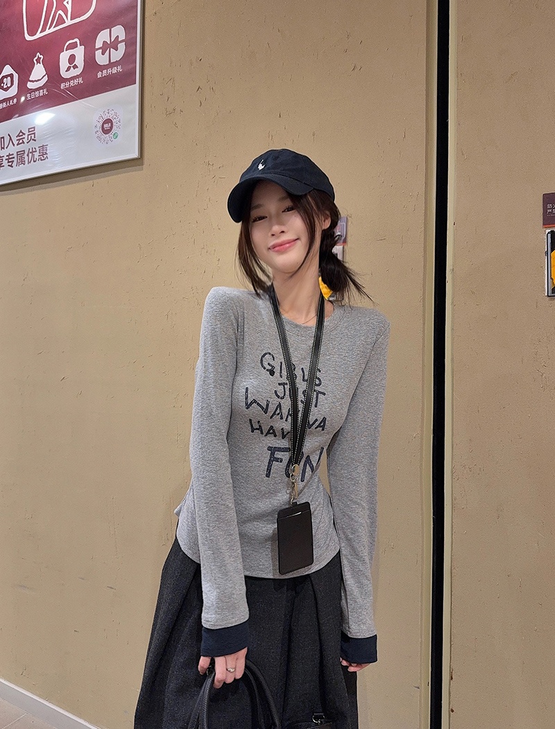 Cashmere T-shirt long sleeve bottoming shirt for women