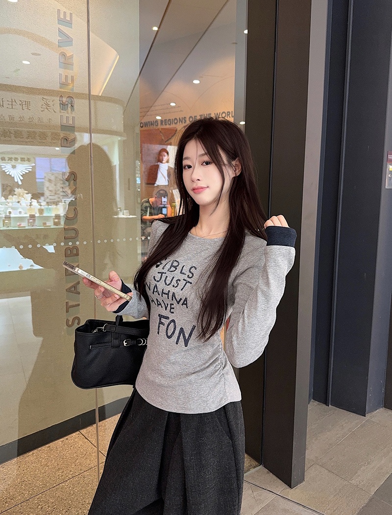 Cashmere T-shirt long sleeve bottoming shirt for women