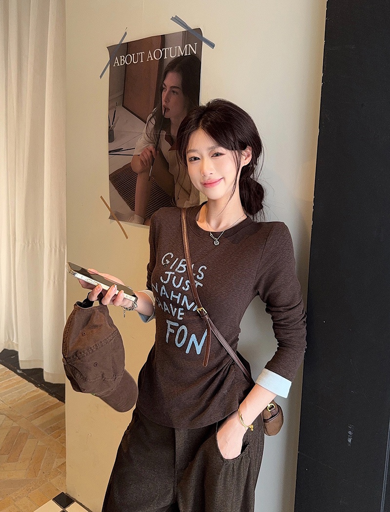 Cashmere T-shirt long sleeve bottoming shirt for women