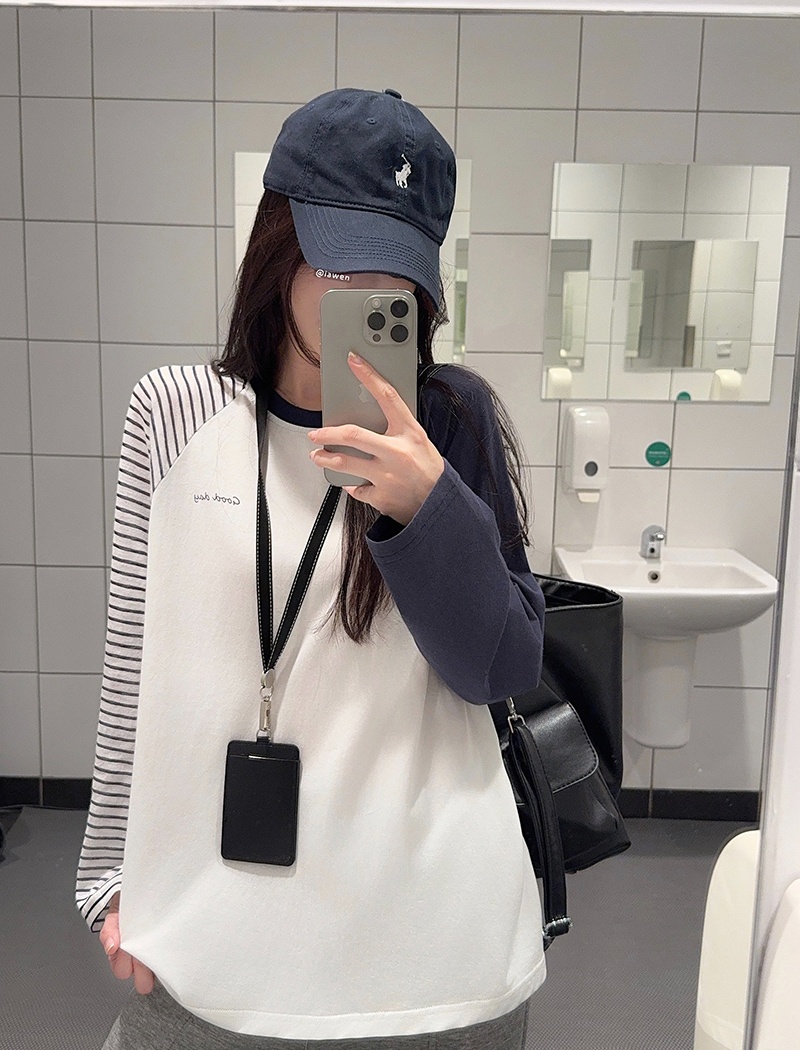 Loose round neck bottoming shirt pure cotton tops