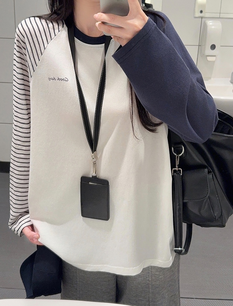 Loose round neck bottoming shirt pure cotton tops