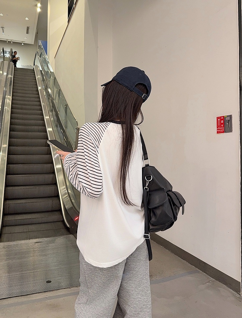 Loose round neck bottoming shirt pure cotton tops