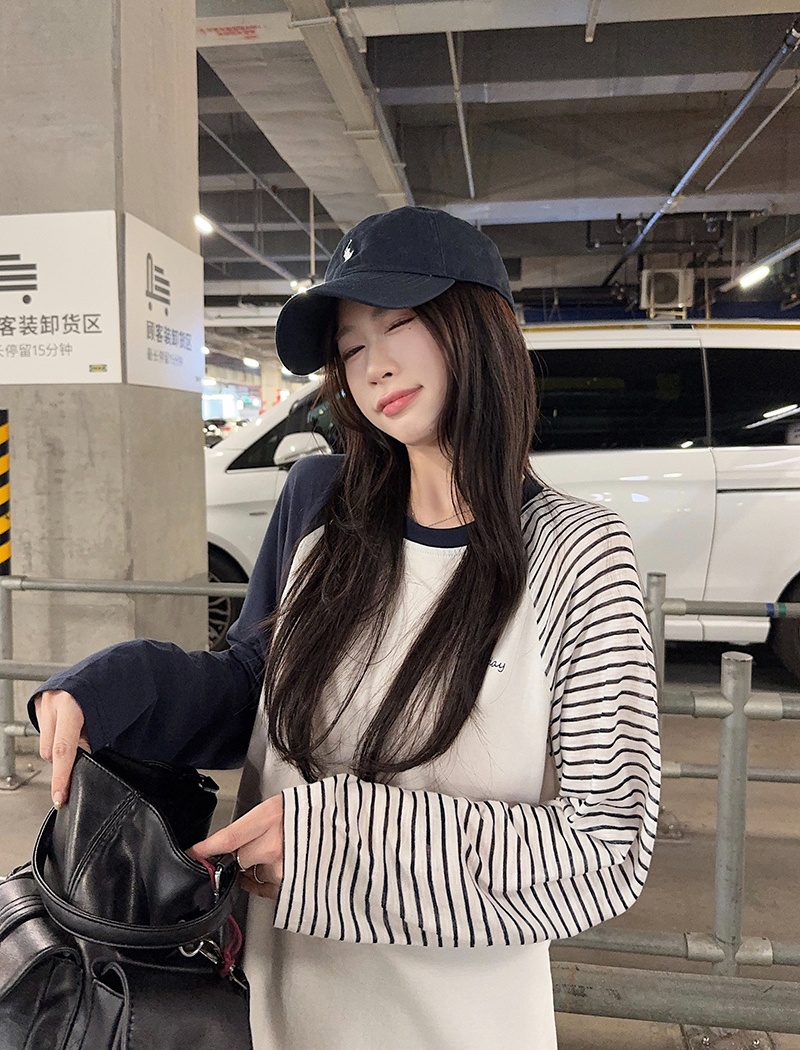 Loose round neck bottoming shirt pure cotton tops