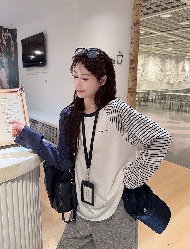 Loose round neck bottoming shirt pure cotton tops