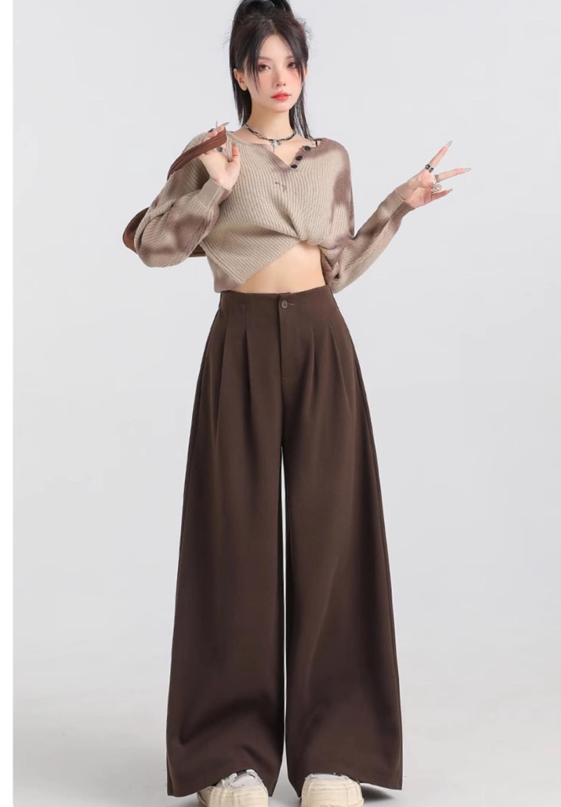 Wide leg doll shirt lazy long pants for women