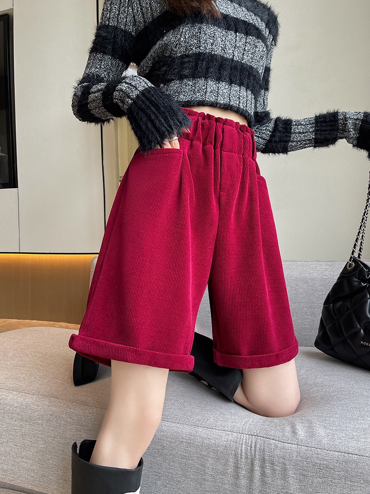 Corduroy autumn and winter boots pants crimping shorts