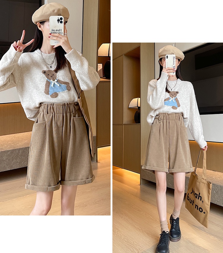 Corduroy autumn and winter boots pants crimping shorts