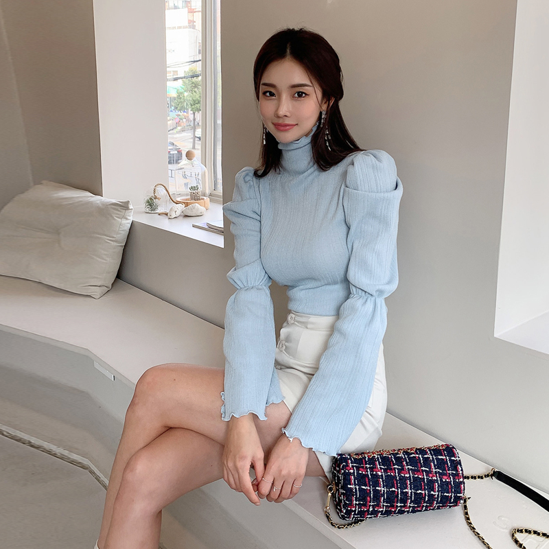 Trumpet sleeves skirt fashion tops 2pcs set for women