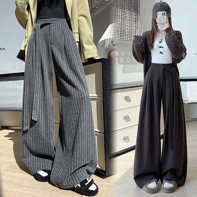 Cashmere long pants thick wide leg pants for women