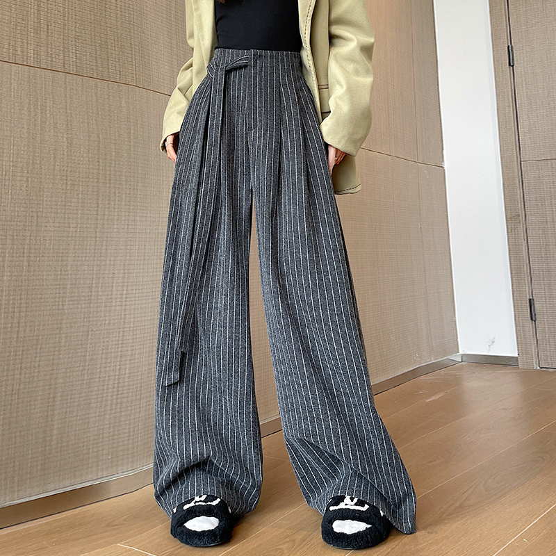 Cashmere long pants thick wide leg pants for women