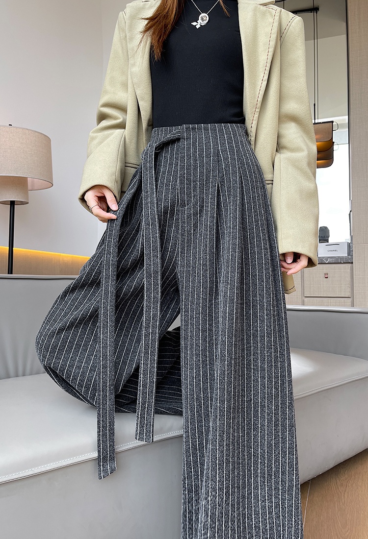 Cashmere long pants thick wide leg pants for women