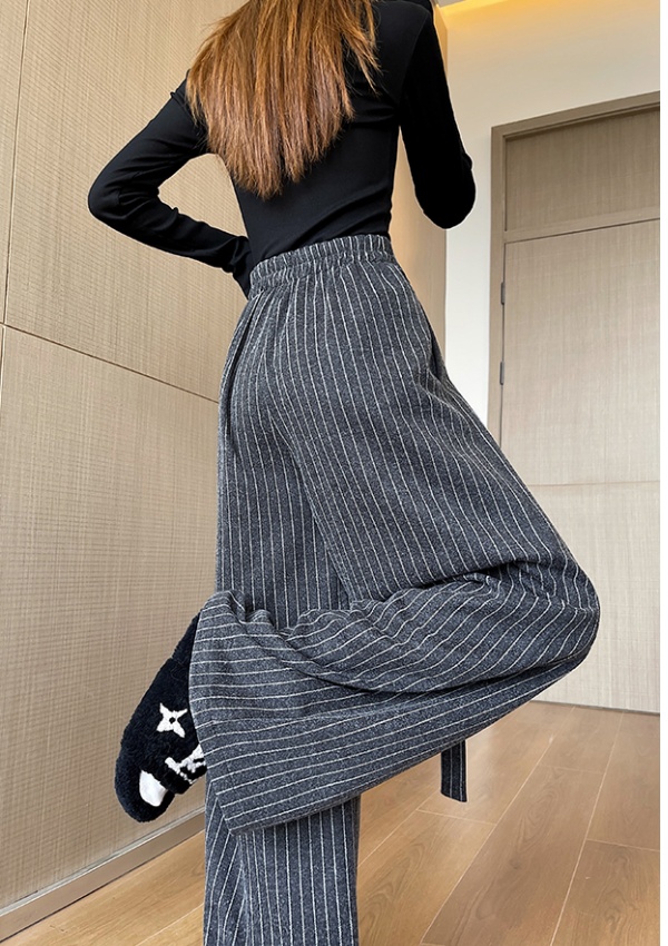 Cashmere long pants thick wide leg pants for women