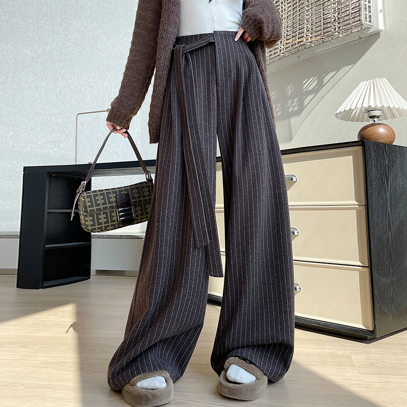 Cashmere long pants thick wide leg pants for women
