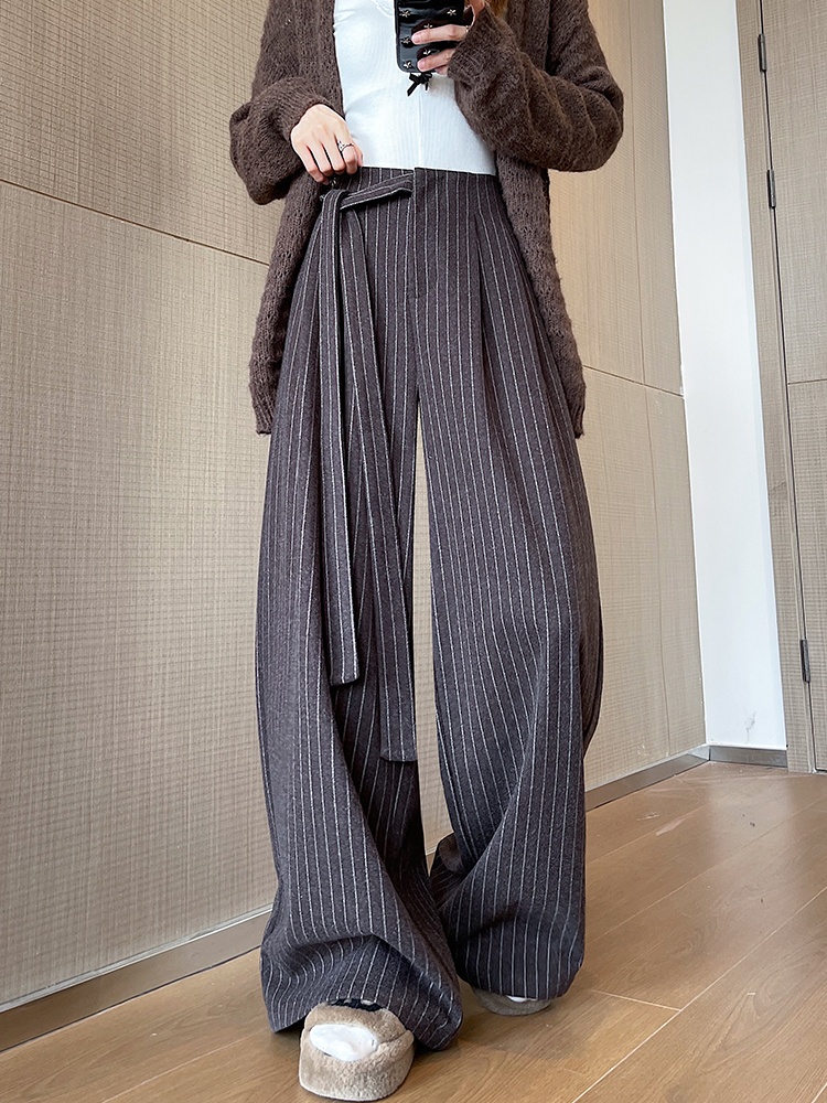 Cashmere long pants thick wide leg pants for women