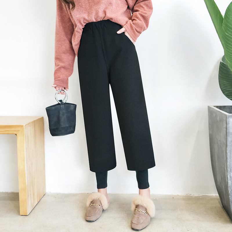 Straight pants casual pants woolen long pants for women
