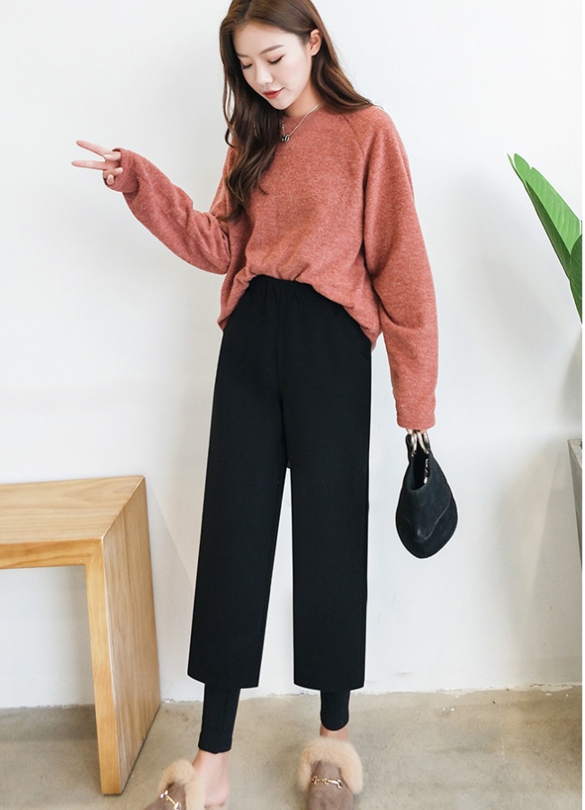 Straight pants casual pants woolen long pants for women