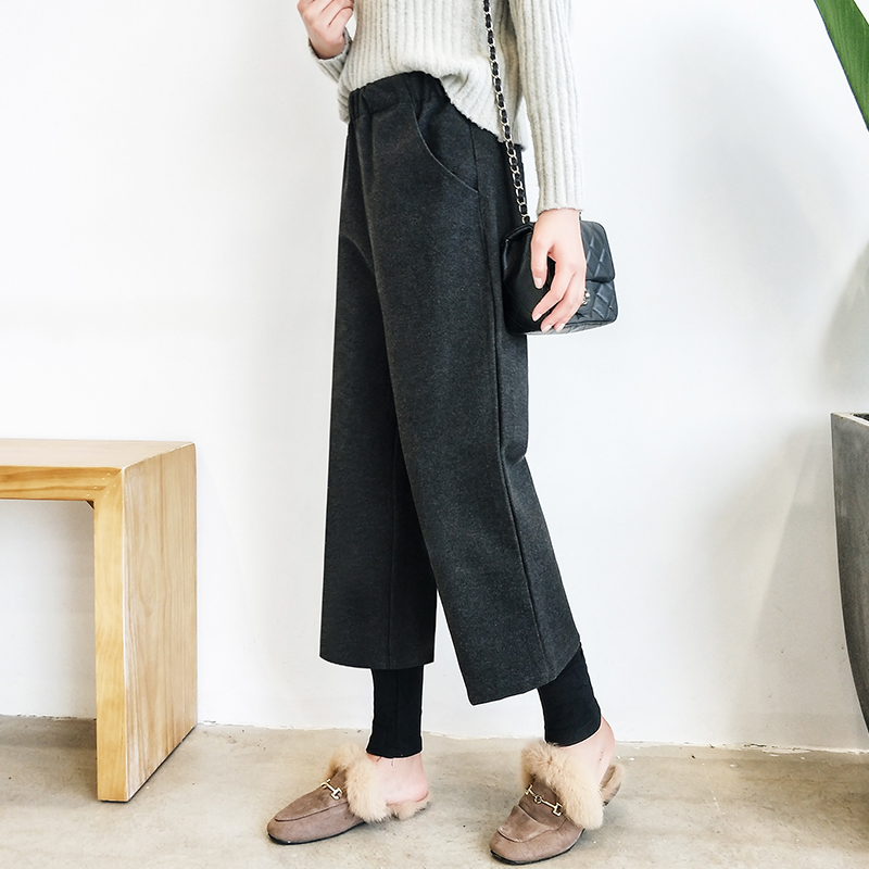 Straight pants casual pants woolen long pants for women