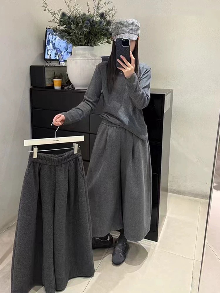 Straight pants gray woolen autumn and winter casual pants