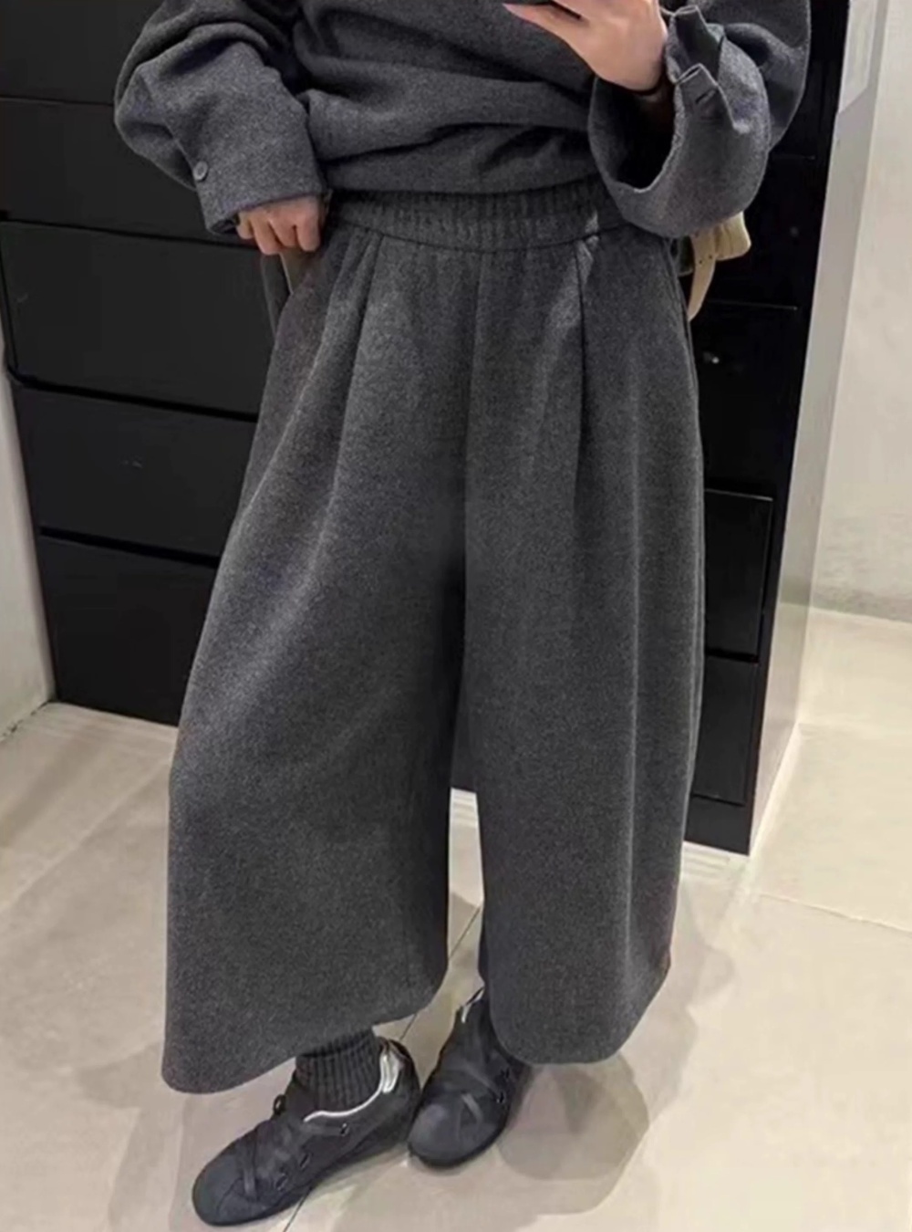 Straight pants gray woolen autumn and winter casual pants