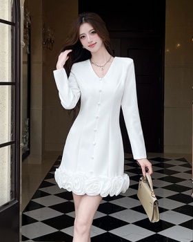 Fashion package hip T-back autumn long sleeve dress
