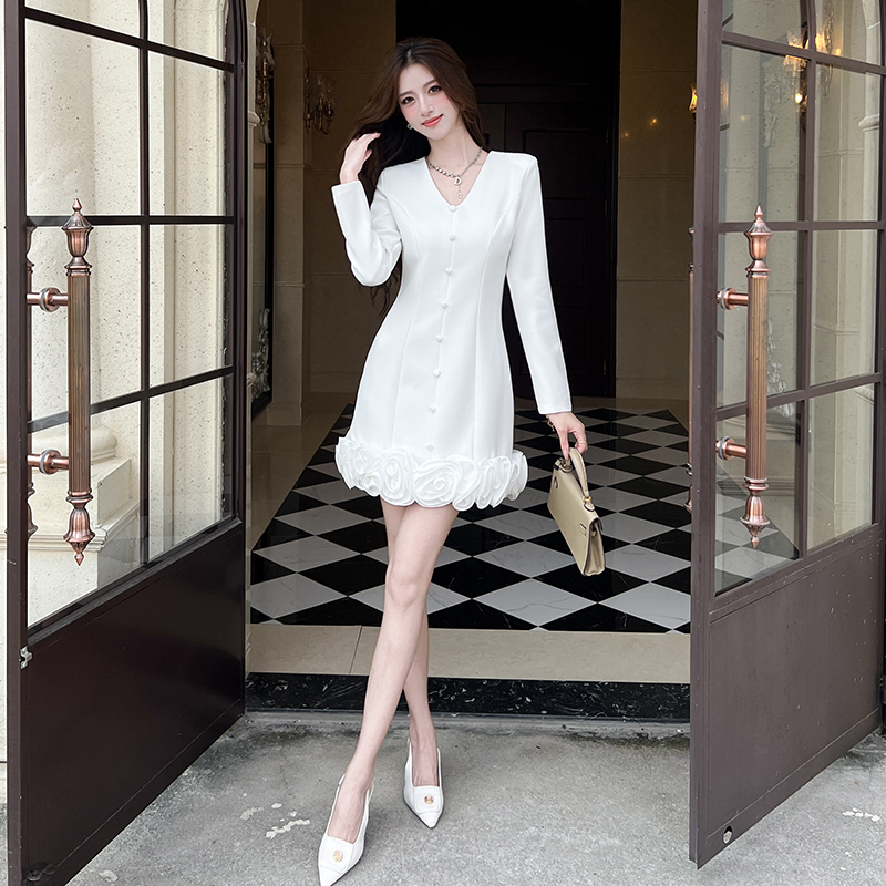 Fashion package hip T-back autumn long sleeve dress