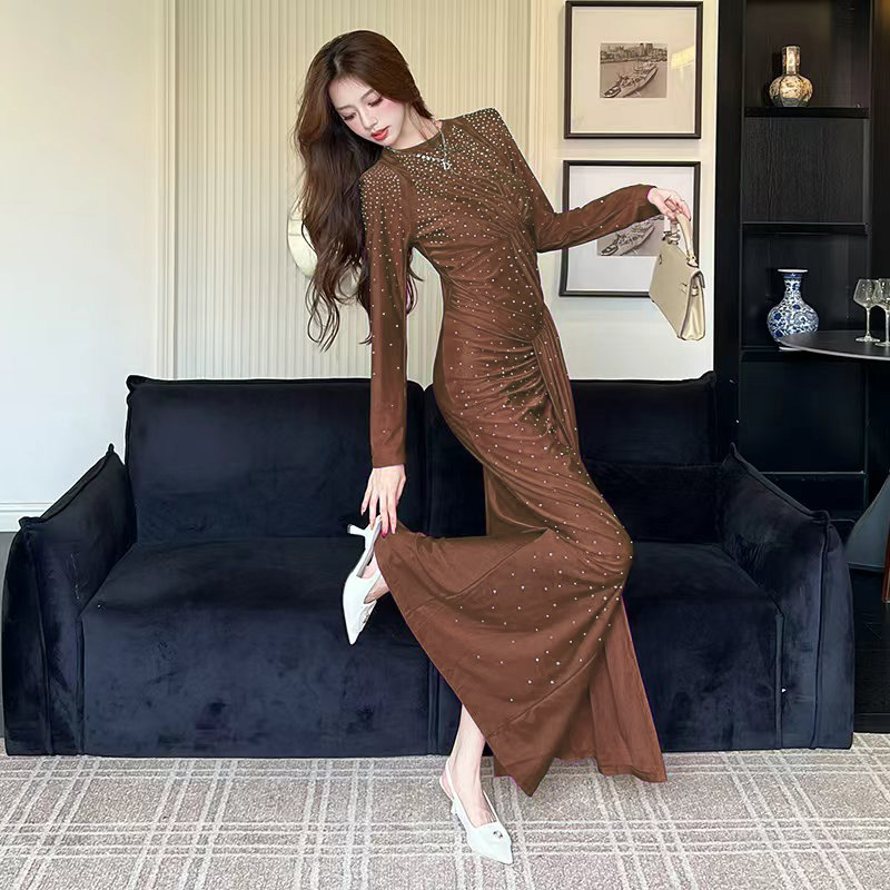Package hip fashion long dress long sleeve autumn dress