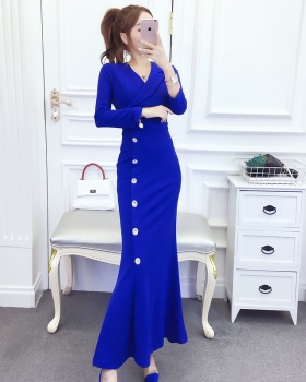 Fashion single-breasted dress lapel formal dress