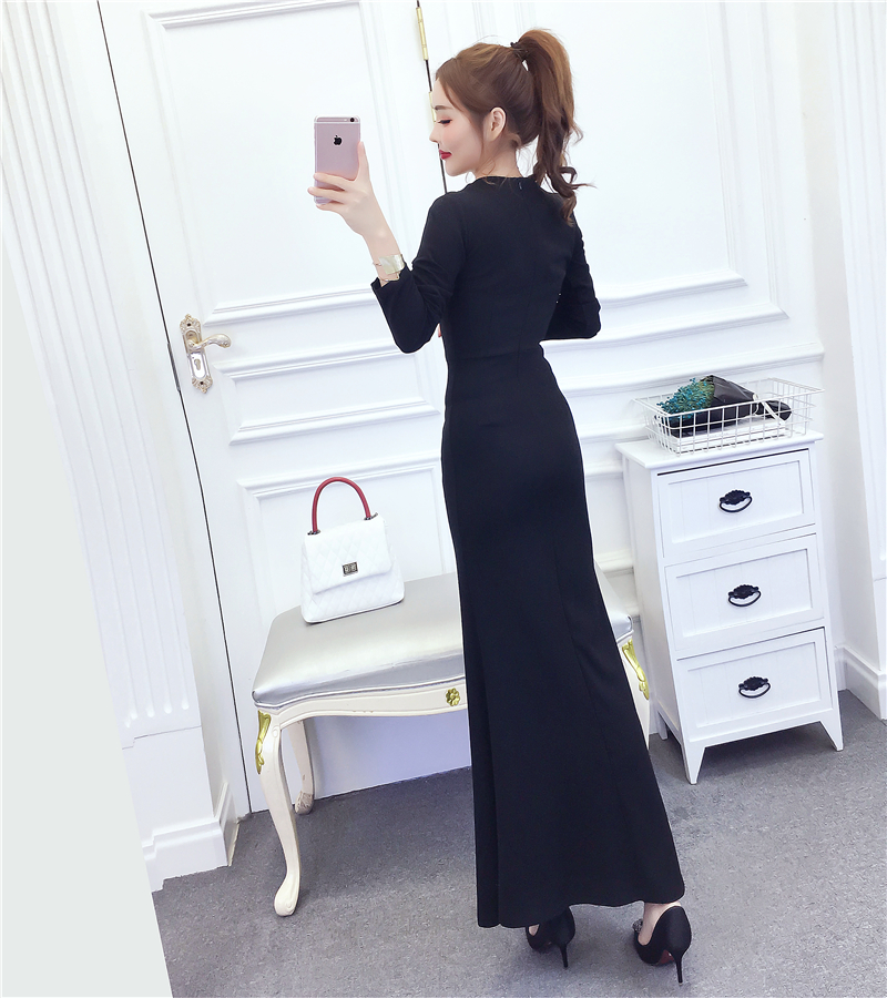 Fashion single-breasted dress lapel formal dress