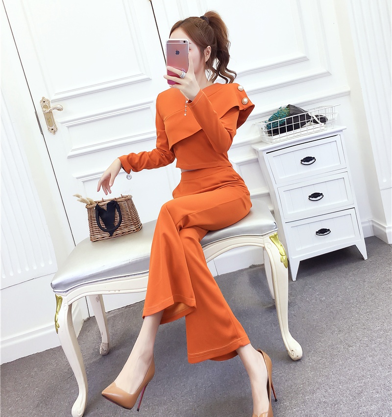 Temperament short long pants autumn and winter tops a set